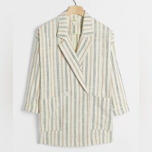 NWT Anthropologie Striped Cotton Blend Blazer